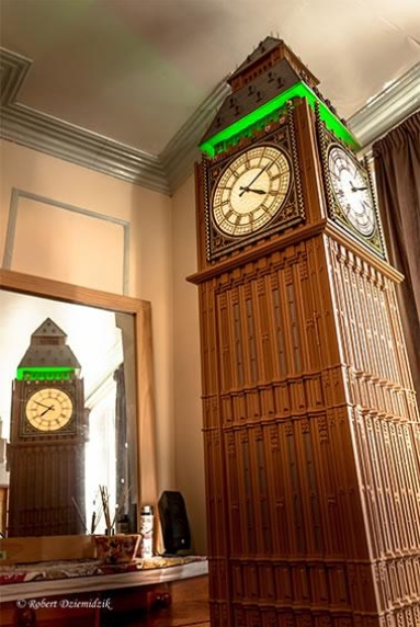 View of the top of the Westminster Clock, reflected in the mirror